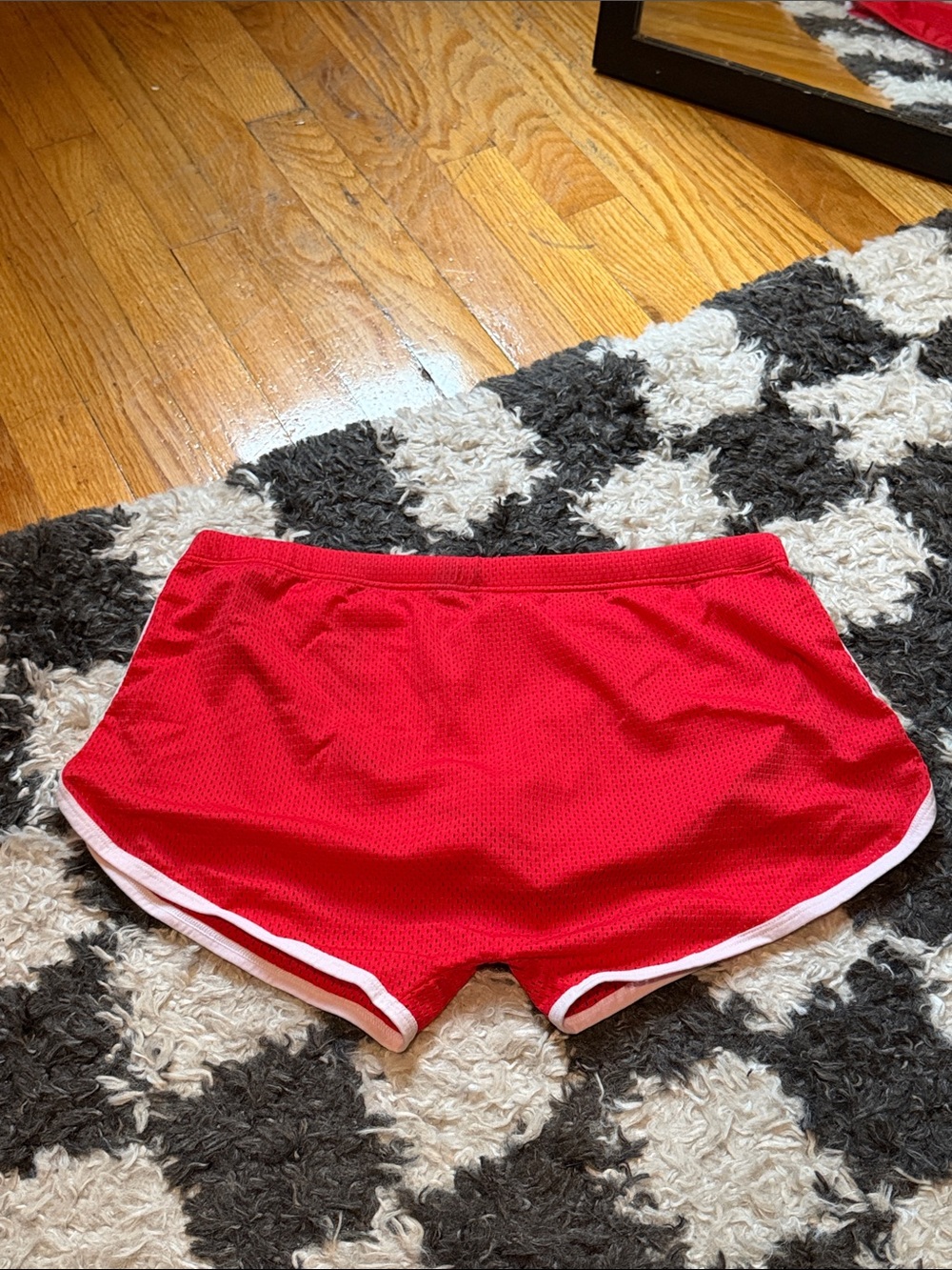 Men's Red Athletic Mesh Shorts - Built in Jockstrap - Picture 7 of 7